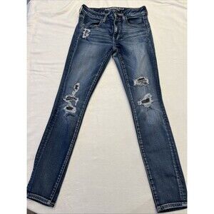 Women’s American eagle jeggings distressed destroyed medium wash size 8 regular